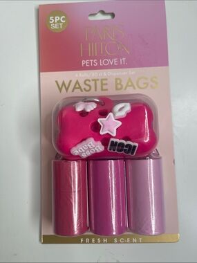 Paris Hilton Hot Pink Pet Waste Bag Dispenser with Pink Refill Rolls